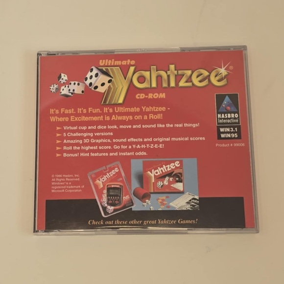 Ultimate Yahtzee PC Board Game CD-ROM Windows 95 Hasbro - Picture 2 of 3